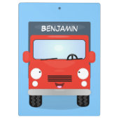 Cute red kawaii truck cartoon afbeelding klembord (Achterkant)