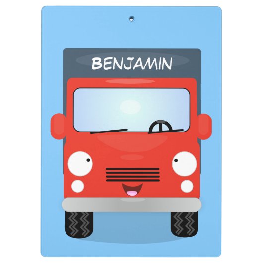 Cute red kawaii truck cartoon afbeelding klembord (Achterkant)