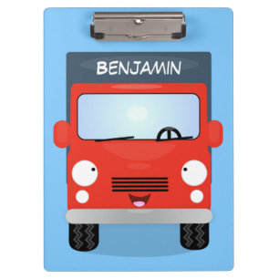 Cute red kawaii truck cartoon afbeelding klembord