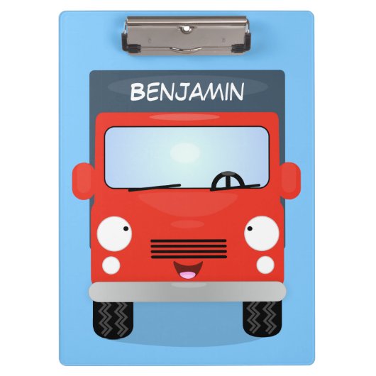 Cute red kawaii truck cartoon afbeelding klembord (Voorkant)