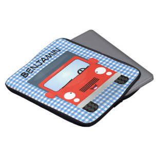 Cute red kawaii truck cartoon afbeelding laptop sleeve