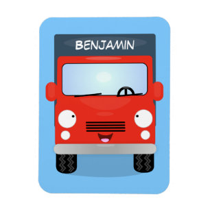 Cute red kawaii truck cartoon afbeelding magneet