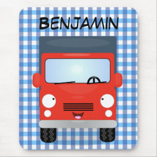 Cute red kawaii truck cartoon afbeelding muismat