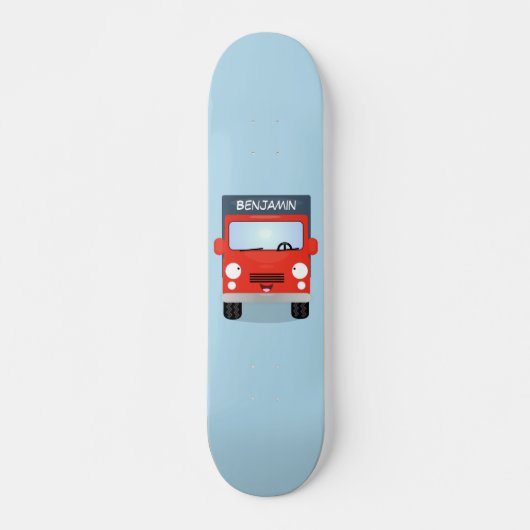 Cute red kawaii truck cartoon afbeelding persoonlijk skateboard (Voorkant)