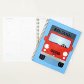 Cute red kawaii truck cartoon afbeelding planner (Display)