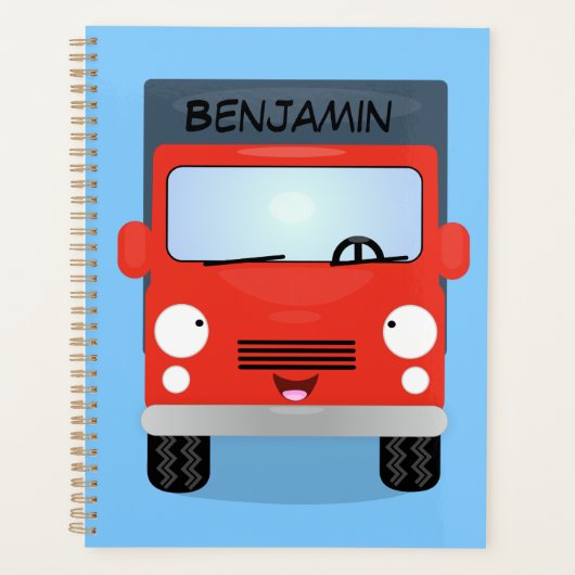 Cute red kawaii truck cartoon afbeelding planner (Voorkant)