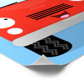 Cute red kawaii truck cartoon afbeelding poster (Hoek)