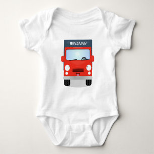 Cute red kawaii truck cartoon afbeelding romper