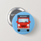 Cute red kawaii truck cartoon afbeelding ronde button 5,7 cm (Voorkant /achterkant)