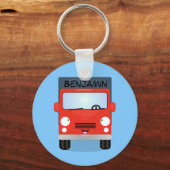 Cute red kawaii truck cartoon afbeelding sleutelhanger (Voorkant)