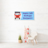Cute red kawaii truck cartoon afbeelding spandoek (Insitu)
