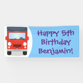Cute red kawaii truck cartoon afbeelding spandoek (Horizontaal)