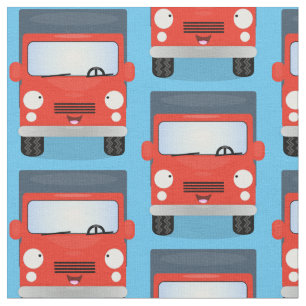 Cute red kawaii truck cartoon afbeelding stof