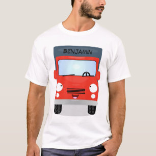 Cute red kawaii truck cartoon afbeelding t-shirt