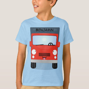 Cute red kawaii truck cartoon afbeelding t-shirt