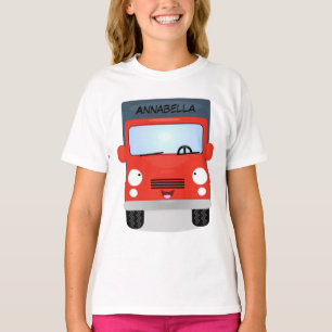 Cute red kawaii truck cartoon afbeelding t-shirt
