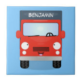 Cute red kawaii truck cartoon afbeelding tegeltje (Voorkant)
