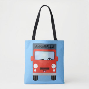 Cute red kawaii truck cartoon afbeelding tote bag