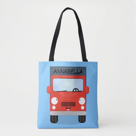 Cute red kawaii truck cartoon afbeelding tote bag (Voorkant)