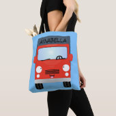 Cute red kawaii truck cartoon afbeelding tote bag (Dichtbij)