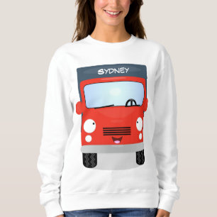 Cute red kawaii truck cartoon afbeelding trui