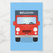 Cute red kawaii truck cartoon afbeelding voedselcontainer etiket (Enkel label)