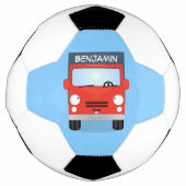 Cute red kawaii truck cartoon afbeelding voetbal (Voorkant)