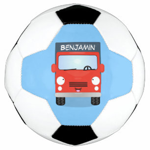 Cute red kawaii truck cartoon afbeelding voetbal