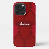 Cute Red Kerstbomen Holiday Custom Name iPhone Hoesje (Achterkant)