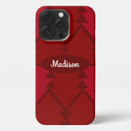 Cute Red Kerstbomen Holiday Custom Name iPhone 13 Pro Hoesje