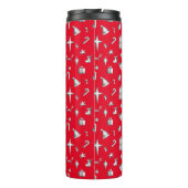 Cute Red Kerstelementen patroon vakantie Thermosbeker (Achterkant)