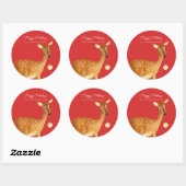 Cute Red Kerstfeestay Animal Dear Ronde Sticker (Vel)