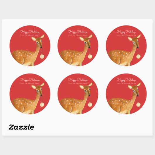 Cute Red Kerstfeestay Animal Dear Ronde Sticker (Vel)