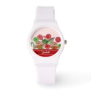 Cute red Kersthandlangers Horloge