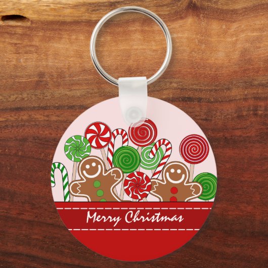 Cute red Kersthandlangers Sleutelhanger (Voorkant)