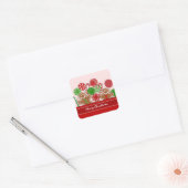 Cute red Kersthandlangers Vierkante Sticker (Envelop)