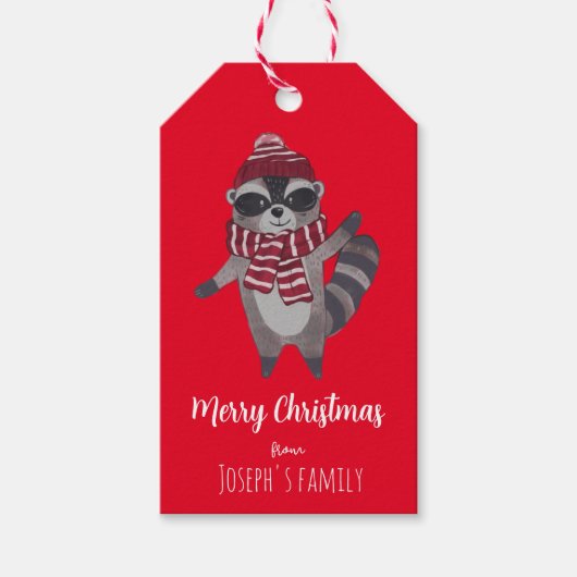 Cute red Kerstmas Cadeaulabel (Voorkant)