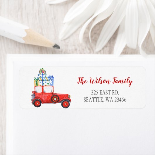 Cute  Red Kerstmis Adres Etiket (Insitu)