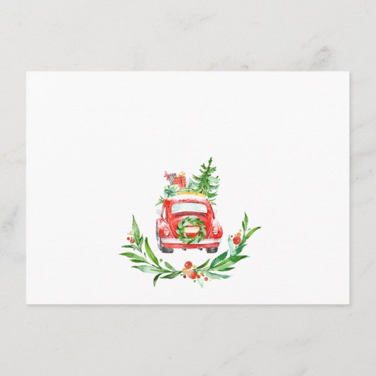 Cute Red Kerstmis Boerderij Truck Rustic Moving Aankondiging (Achterkant)