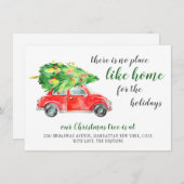 Cute Red Kerstmis Boerderij Truck Rustic Moving Aankondiging (Voorkant / Achterkant)