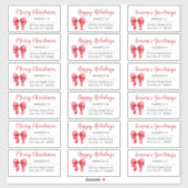 Cute Red Kerstmis Bow Holiday Adresetiketten Sticker (Vel)