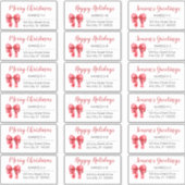 Cute Red Kerstmis Bow Holiday Adresetiketten Sticker (Voorkant)