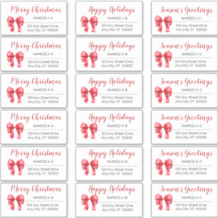 Cute Red Kerstmis Bow Holiday Adresetiketten Sticker