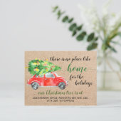Cute Red Kerstmis Car Holiday Moving Announge Briefkaart (Staand voorkant)