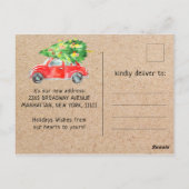Cute Red Kerstmis Car Holiday Moving Announge Briefkaart (Achterkant)