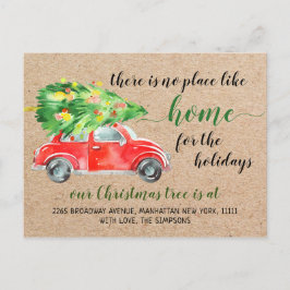 Cute Red Kerstmis Car Holiday Moving Announge Briefkaart