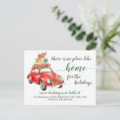 Cute Red Kerstmis Car Holiday Moving Announge Briefkaart (Staand voorkant)