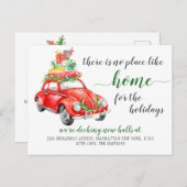 Cute Red Kerstmis Car Holiday Moving Announge Briefkaart (Voorkant / Achterkant)