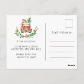 Cute Red Kerstmis Car Holiday Moving Announge Briefkaart (Achterkant)