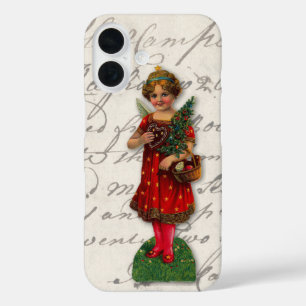 Cute Red Kerstmis Girl Angel Victoriaans schroot iPhone 16 Hoesje